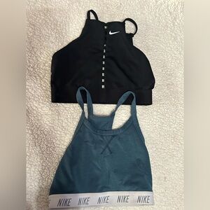 Nike Black and Teal Sports Bras